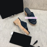 embroidery suede slipsole Platform slippers fashion shoes women 35-41 2023 high quality