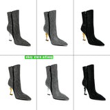 8.5cm/ 10.5cm blingling hot drill high heel point toe boots party shoes fashion women 2024 35-42