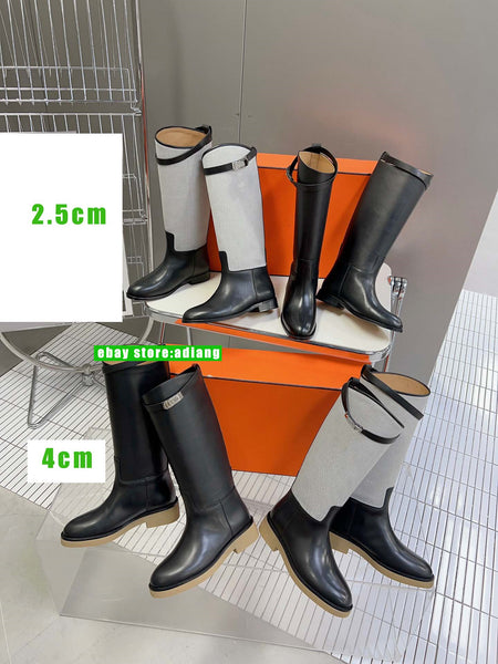 2.5cm & 4cm cow leather high boots classic fashion cool shoes women 2023 35-40