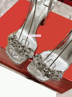 10 stiletto blingbling rhinestone sandals Straight loop fashion shoes women 2023 35-44