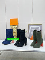 10cm thick heel  elastic sock boots ankle grace women 2023 black blue green High quality 35-41