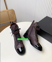 4.5cm thick heel lamb leather lace up boots cool classic women fashion 2023 35-41