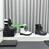 cow leather+knitted patchwork lace up boots sreet cool shoes women black white 2024