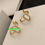 gold Small earrings rhinestone fashion women classic 2024 new high quality