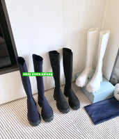 6cm thick heel silm socks high boots grace women fashion 2023blue black white 35-41