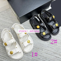 leather sandals vintage flats comfort Rubber sole women 2023 35-40 high quality