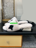 Low heel thick heel fleece fur print slippers fashion shoes women 2023 35-41 high quality new