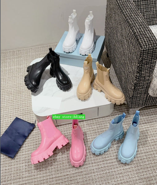 platform increase cow leather boots fashion cool women 2023 black apricot white pink blue  35-40