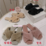 35-42 fleece flats comfort slippers grace shoes women 2023 new high quality