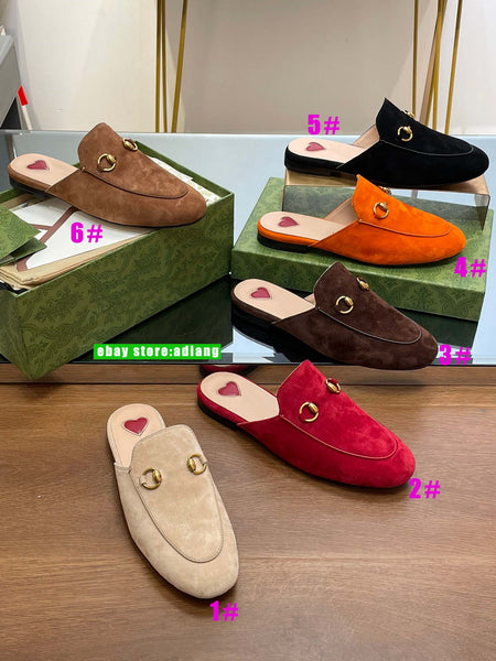 Suede flats comfort mules fashion slippers grace women 2023 35-41 high quality 6 colors