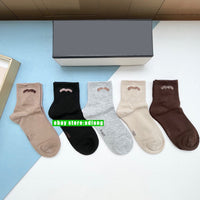 5 pairs and 5 colors cotton fashion In tube socks soft women 2024 high quality with box