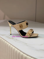 9.5cm stiletto rivet sandals high heel slippers cow leather shoes women 2023 35-42