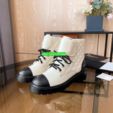 4cm thick heel cow leather lace up ankle boots fashion shoes women 2023 35-40