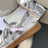 grace leather rope slippers sandal fashion shoes vintage outwear 2023 35-40 high quality