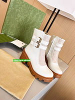 34-42 thick heel vintage ankle boots cool street leather&canvas women 2023 high quality