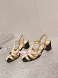 5.5cm thick heel lamb leather sandals fashion shoes pump women 2023 35-41 high quality