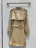 khaki classic trench coat Plaid fabric mid-lenght women 2023 SML high quality