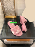 Low heel thick heel fleece fur print slippers fashion shoes women 2023 35-41 high quality new