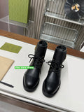 35-42 thick heel lace up ankle boots cool street leather&canvas women 2023 high quality