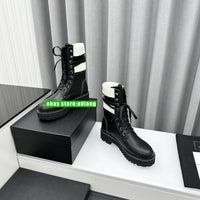 cow leather+knitted patchwork lace up boots sreet cool shoes women black white 2024