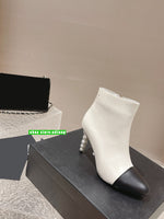 pearls stiletto point toe ankle boots grace classic shoes women 2023 black white apricot