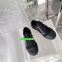 rivet lace up casual shoes low top flats cool street women 2023 black 35-39 high quality