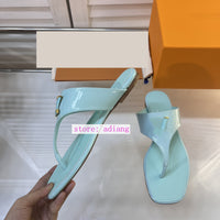 patent leather vintage flip flops flats slippers fashion shoes women 35-41 2023 high quality