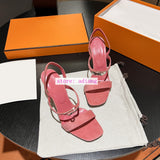 9cm stiletto sandals leather grace classic shoes 2023 summer women 35-42 high quality