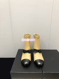 5.5cm thick heel lamb leather+cow leather toe boots bow grace shoes classic fashion 2023 35-42