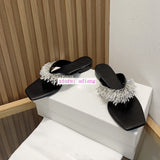 flats/5cm stiletto flip flops slippers leather blingbling handmade exquisite women 2023