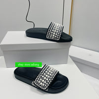 35-41 pearls flats slippers grace women outwear soft comfort 2023 black white high qulity