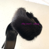 9.5cm stiletto sandals black leather & fur shoes grace fashion women 2023 35-40