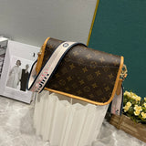 25*9*15cm high quality 65985 print canvas embroidery strap crossbody bag shoulder bag fashion 2024