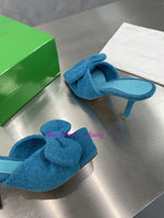 stiletto high heel bow fluffy slippers soft comfort fashion shoes women 35-42 high quality