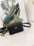 Top quality lamb leather 18cm adjustable belt black Cosmetic Bag crossbody bag women 2022