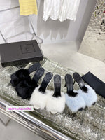 9cm stiletto high heel sandals women Mink fur slippers fashion shoes top quality 2022 new 35-40