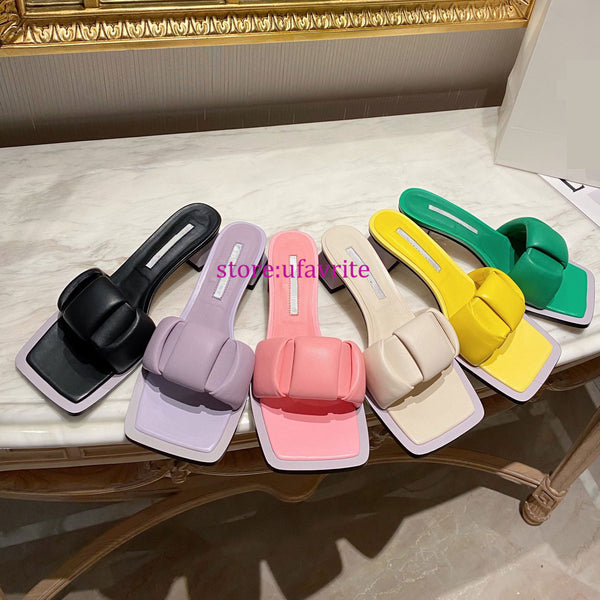 4cm Thick heel real Leather sandals slippers fashion women top quality35-40