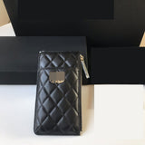 Rhombic lattice zipper Mobile phone bag wallet card bag women top quality 19.5*10*3cm  2022