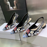 flats 6.5cm 9.5cm stiletto pump flower full bead fashion shoes women 2022 35-44