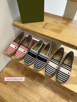 stripe canvas boat shoes flats women 35-41 men38-45 fashion high quality 2022 new