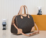 33*22*15cm print brown canvas leather handle handbag shoulder crossbody bag women fashion 2023