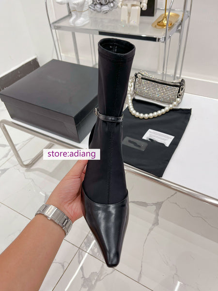 6.5cm stiletto point toe boots fashion grace shoes black women 2022 new 35-40