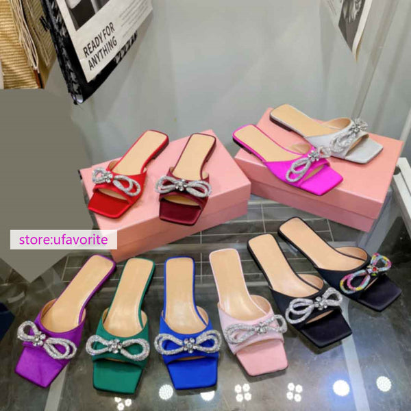 flats&6.5cm blingbling bow slippers flats shoes women fashion sandals high quality 2022 new 35-43