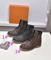 print cow leather lace up boots women men high quality 2022 new 35-45