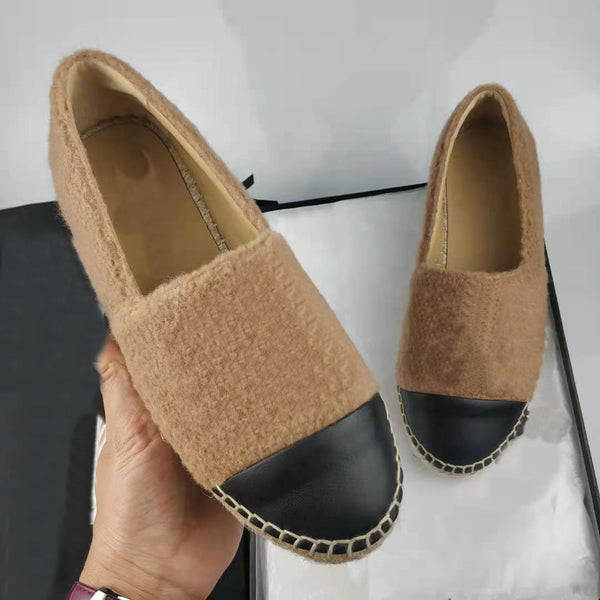 fleece fur & leather boat shoes flats fashion women tan high quality 35-42