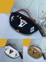 37*14*13cm print fleece waist bag crossbody bag women high quality 2023 black white brown