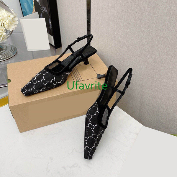 4.5cm stiletto mid-high heel shoes hot drill mesh sandals fashion women top quality 35-40