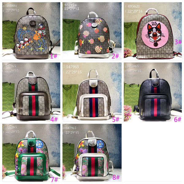 547965 print canvas+leather backpack 22*29*14cm 8 colors 2022 new