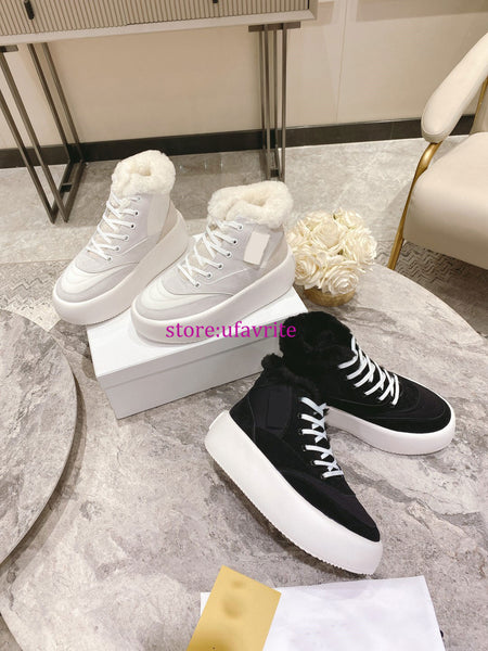 5cm Thick Suede+wool lining lace up boots casual shoes fashion women high quality 35-40