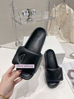 soft lamb leather slippers fashion shoes women 35-40 black white 2023 new high quality